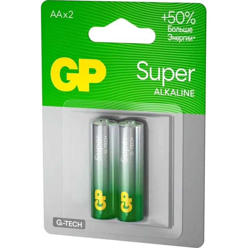 Батарейка GP Super AA/LR6/15A 15A-2CR2/15AA21-2CRSBC2 алкалин. бл/2