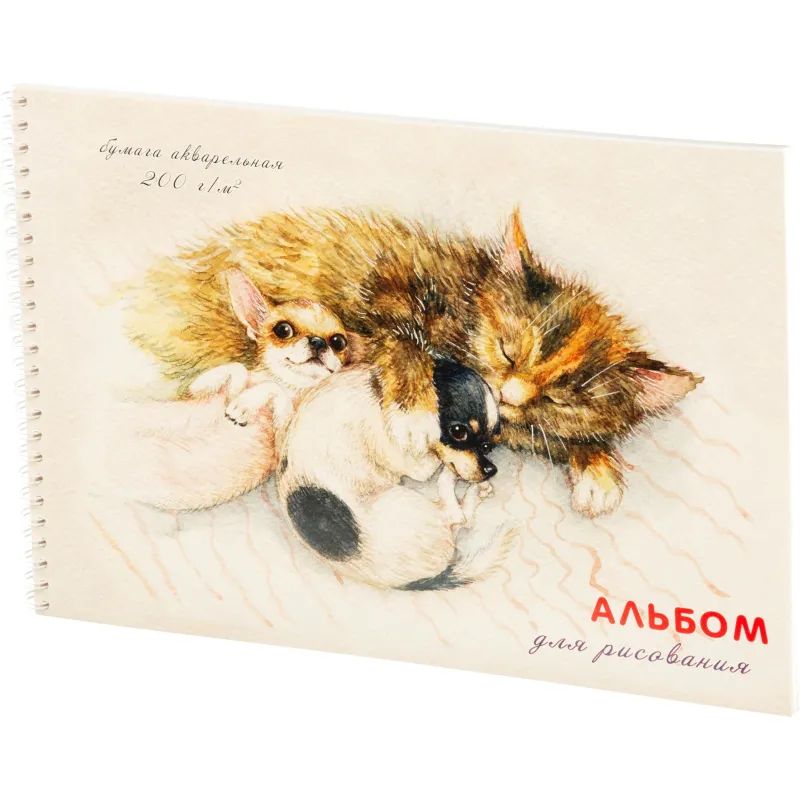 Альбом для рисования акварелью 20л,А4,200гр,греб,подл. Спящие дружочки 2914