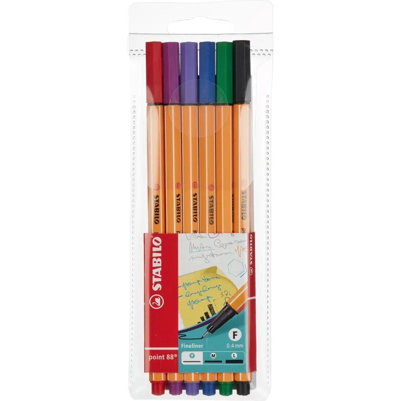 Набор линеров STABILO Point 88/6 0,4мм набор 6цв. Германия