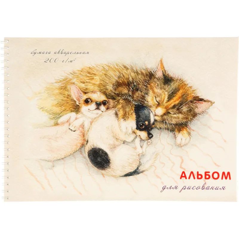 Альбом для рисования акварелью 20л,А4,200гр,греб,подл. Спящие дружочки 2914