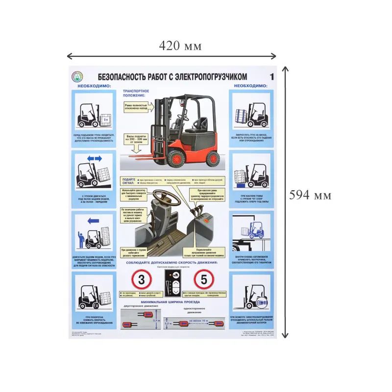 Плакат информационный без. работ с электропогрузчиками, ком. из 2-х листов