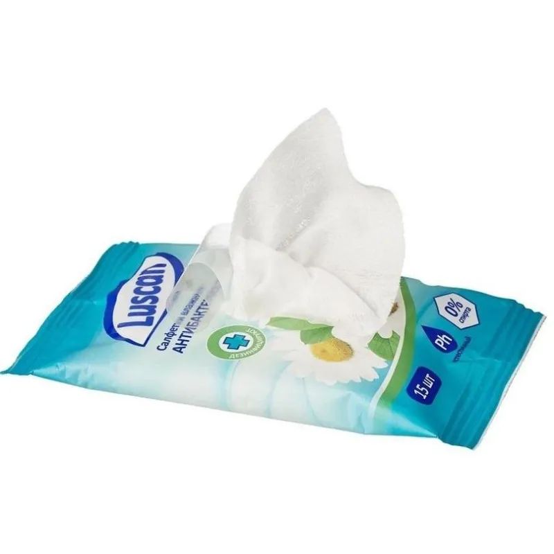 Салфетки влажные Luscan антибактериальные 15шт