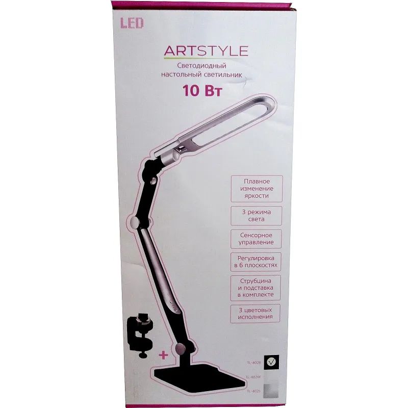 Светильник ARTSTYLE TL-402 LED 3 ур.ярк, подст+струбц, черный, сенс.управл