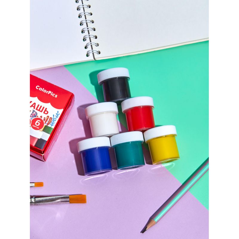 Гуашь Комус Класс ColorPics 6 цветов, 10 мл