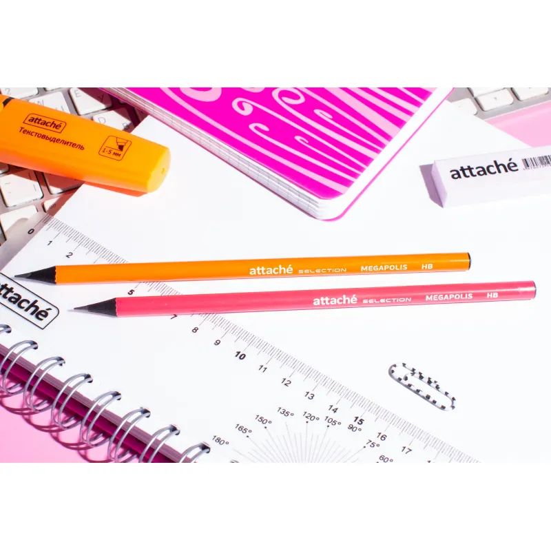 Карандаш чернографитный Attache selection Megapolis заточ. HB, б/ласт.