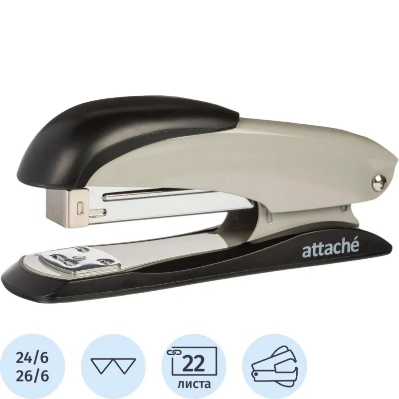 Степлер Attache № 24/6 до 22л., серо-черный