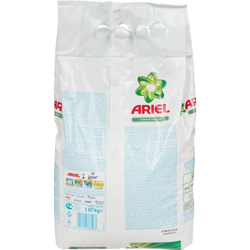 Порошок стиральный Ariel Аква Пудра Горный родник автом 3кг д/бел бел