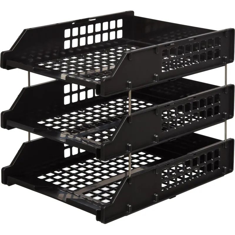 Лоток горизонтальный Стамм STRONG наб. 3 шт.на металл.стержнях черный