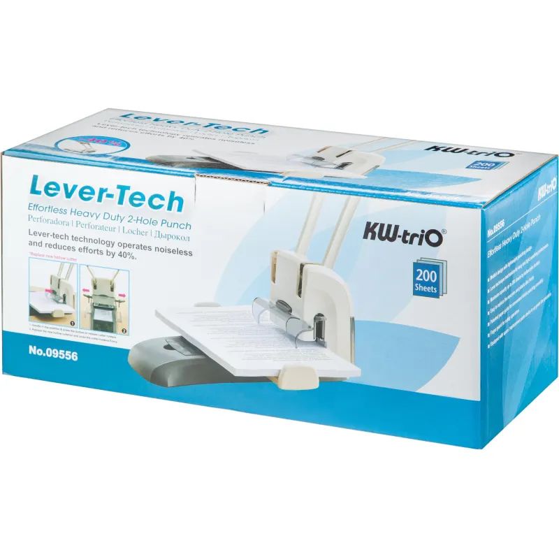 Дырокол KW-trio Lever-Tech HD до 200 листов особо мощный