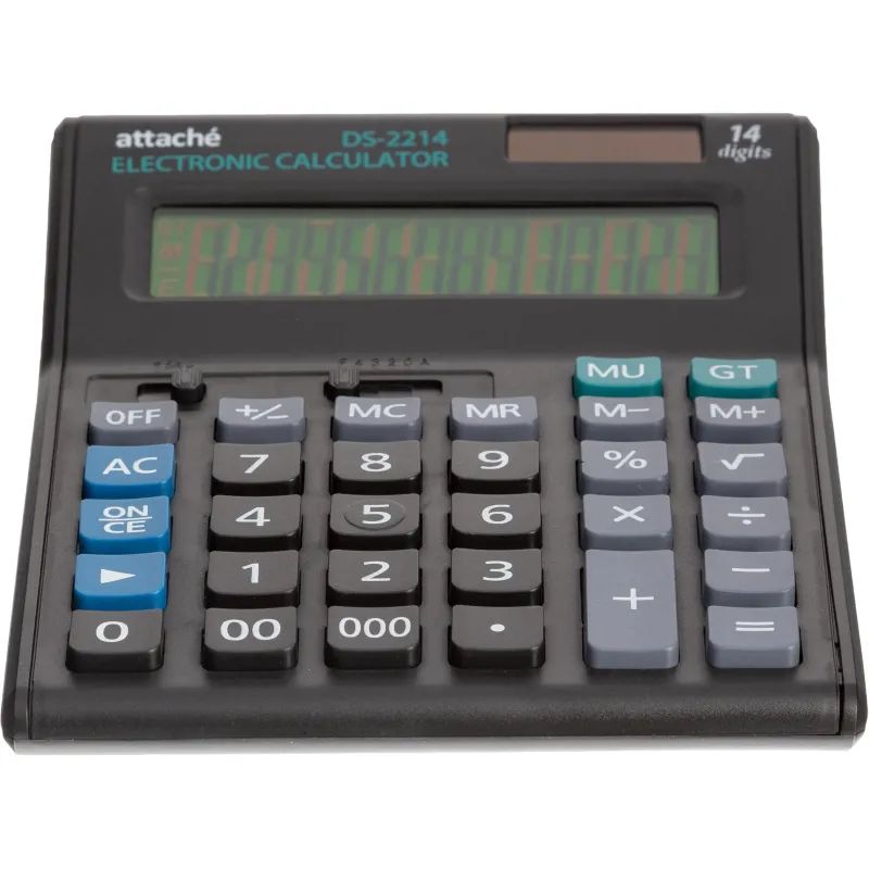 Калькулятор настольный ПОЛНОРАЗМЕРНЫЙ Attache 14 разр., черный