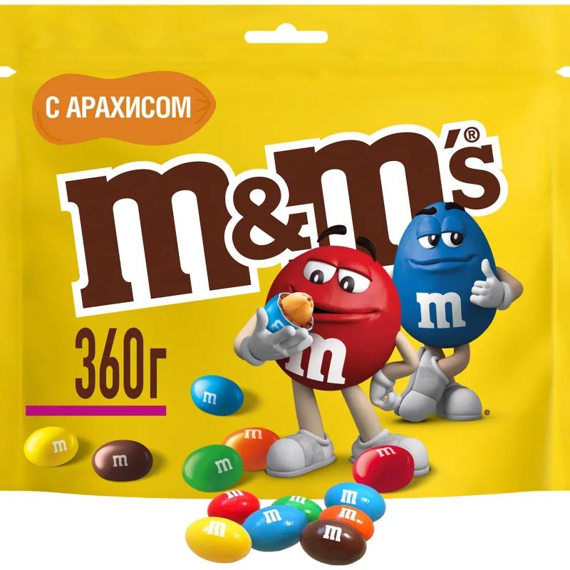 Драже M&M`s с арахисом и молочным шоколадом, 360г