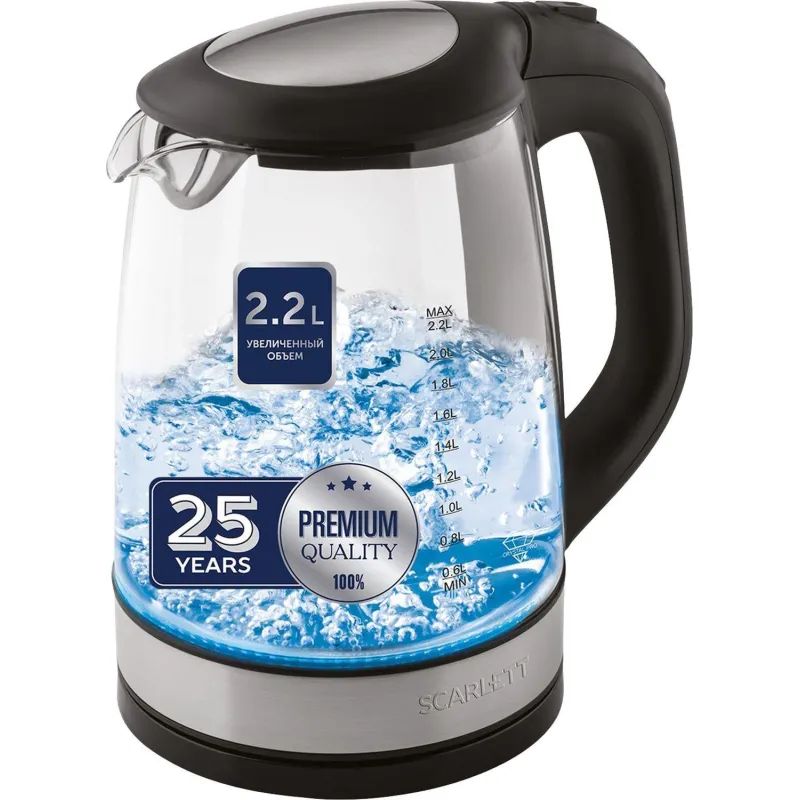 Чайник Scarlett SC - EK27G19, 2200 Вт 2,2л, стеклянный корпус