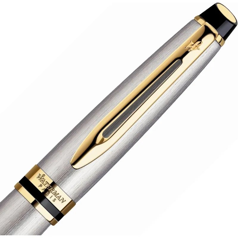 Ручка перьевая  WATERMAN EXPERT  сталь с позол., тонк., чернила син