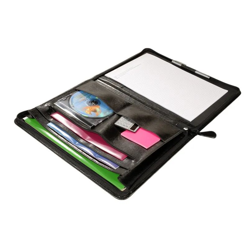 Папка деловая из кож/зам ЛИДЕР 123и  VIP-серия , на молнии, черн.,  Россия