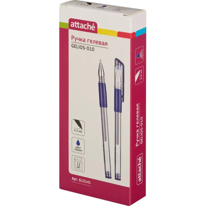 Ручка гелевая неавтомат. Attache Gelios-010 синий стерж, 0,5мм,манж
