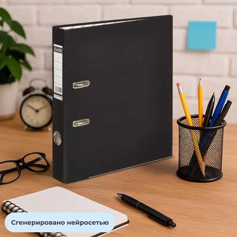 Папка-регистратор ECONOMY PLUS 50мм,чер,ПБП1,карм.кор,мет.уг