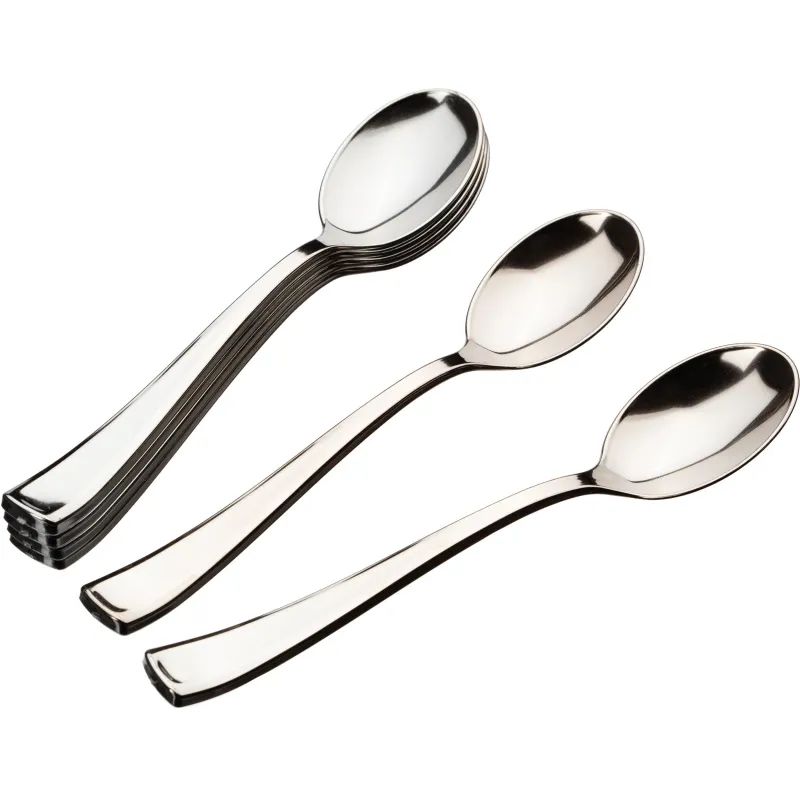 Ложка одноразовая столовая  175мм, металлизированная, ПС 50 шт/уп