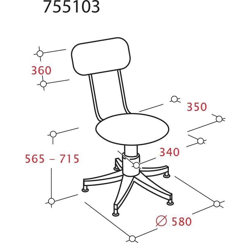 Кресло кассира FA_КС-2 каркас черный, к/з черный (PV)