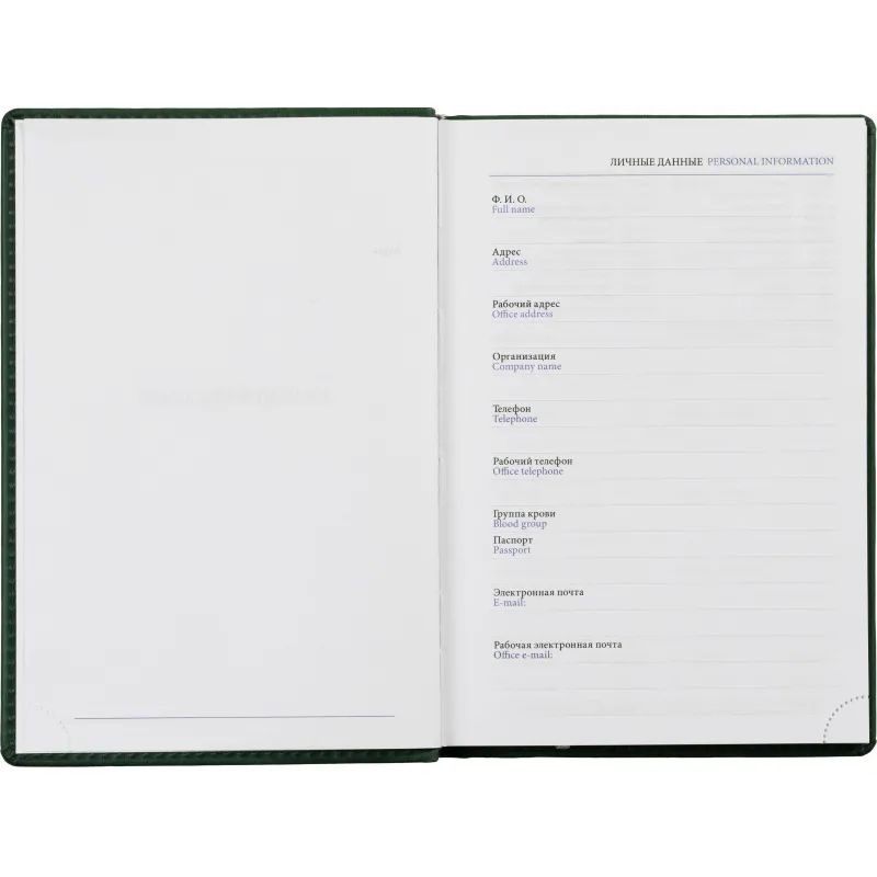 Ежедневник недатированный зеленый,А5,148х218,176л,ATTACHE Вива