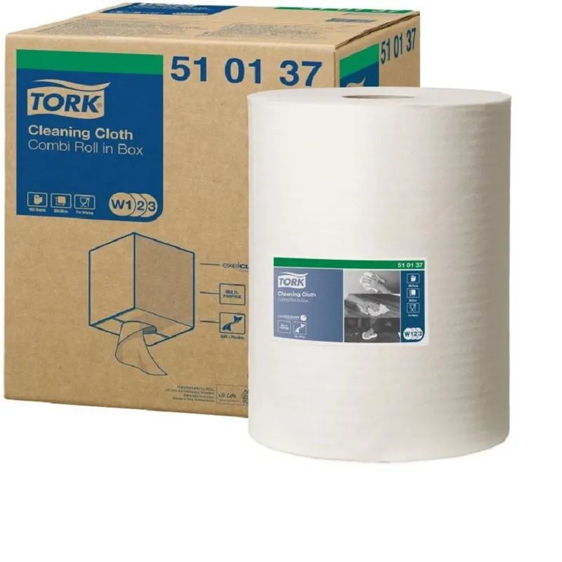 Материал протирочный нетканый Tork W1/W2/W3 400лx1рул/кор, белый 510137