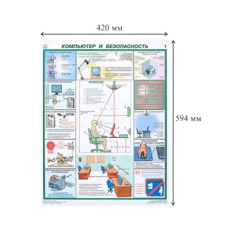Плакат информационный компьютер и безопасность, комплект из 2-х листов