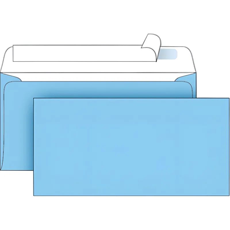 Конверт Голубой E65 стрип 110х220 90г 50шт/уп. /1884