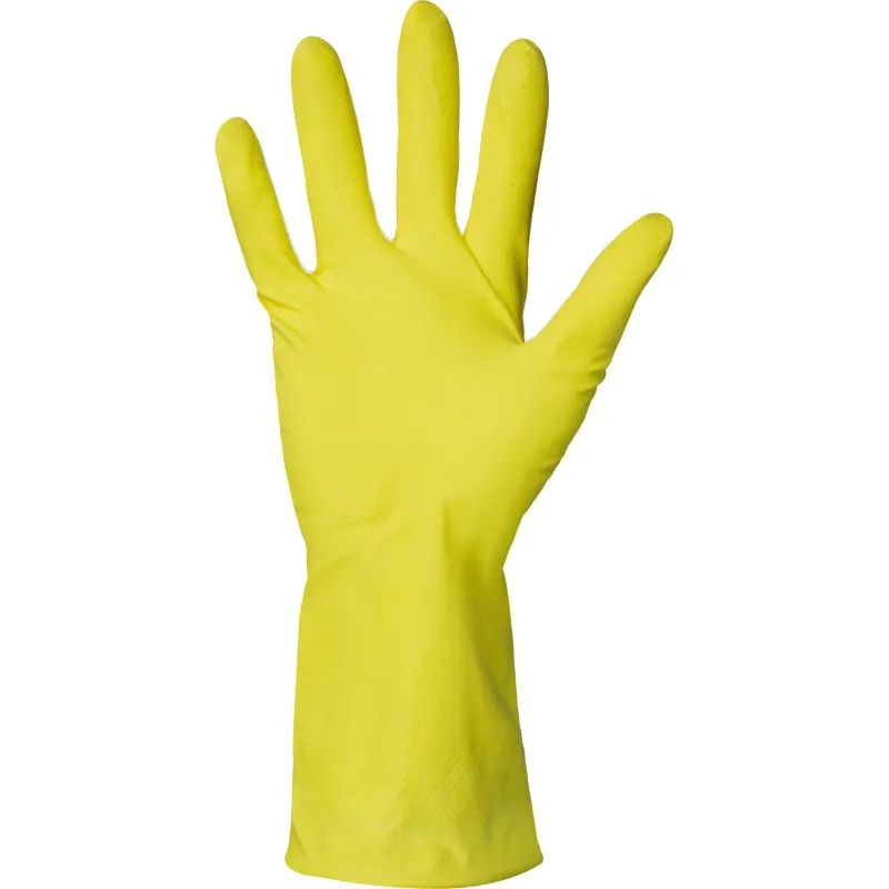 Перчатки резиновые Luscan латекс хлопковое напыление желтые р-р L