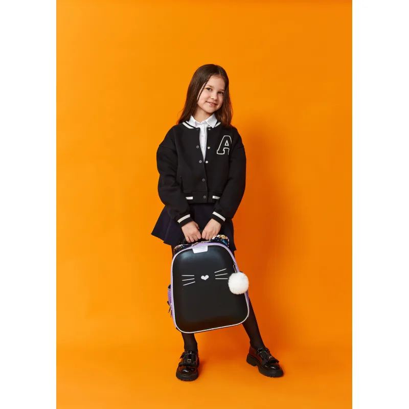 Ранец Комус Класс Kitty black, 2 отд., эргоном. спинка, экокожа