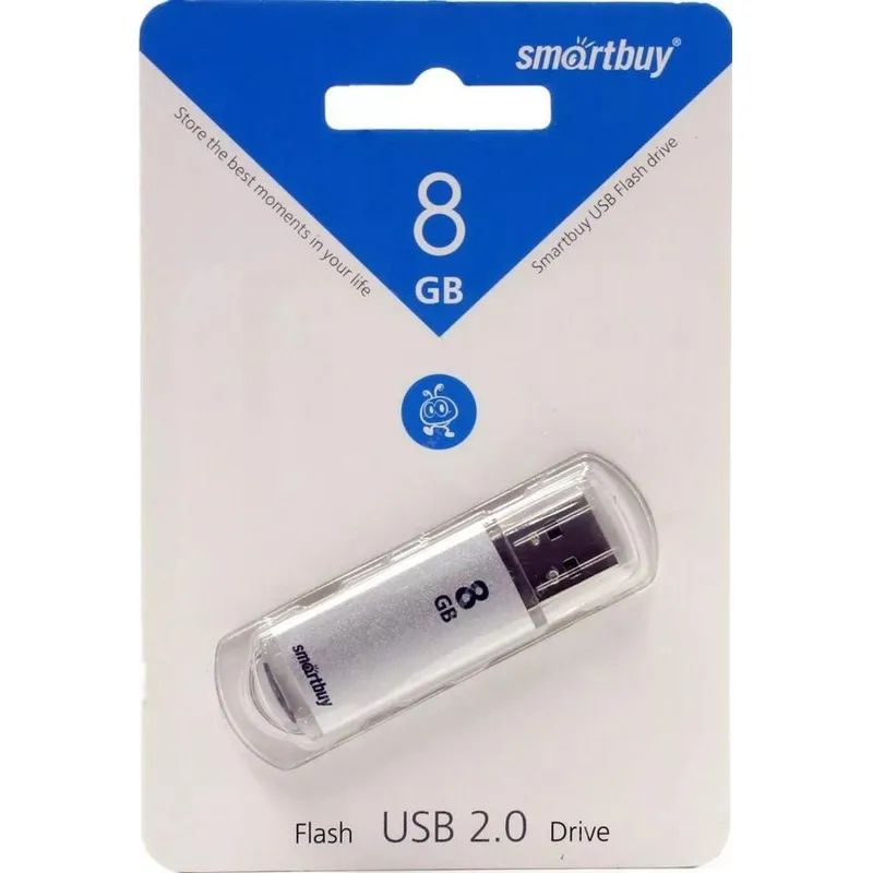 Флеш-память Smartbuy V-Cut, 8Gb, USB 2.0, сереб, SB8GBVC-S