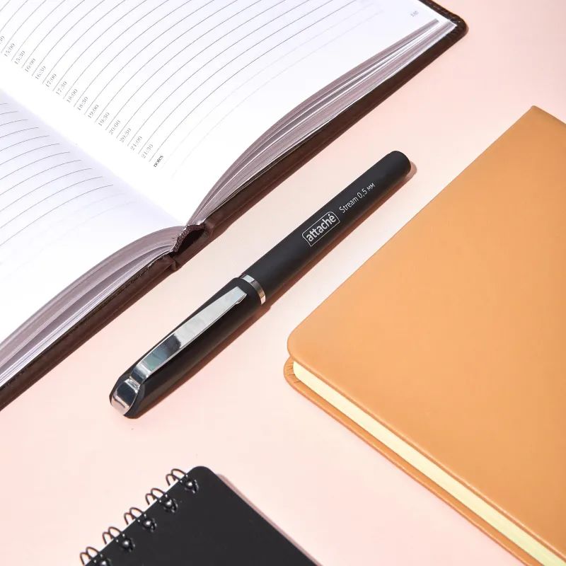 Ручка гелевая неавтомат. Attache Stream черный, 0,5мм нубук.корп,манж