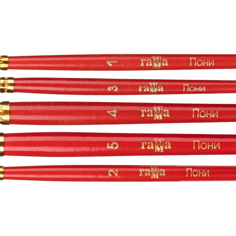 Набор кистей Гамма Пони 5 шт кр№ 1,2, 3, 4, 5, 230818.01.01