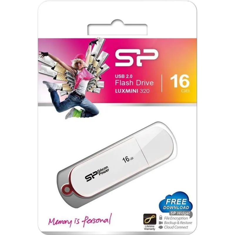 Флеш-память Silicon Power LuxMini 320, 16Gb, USB 2.0, бел, SP016GBUF2320V1W