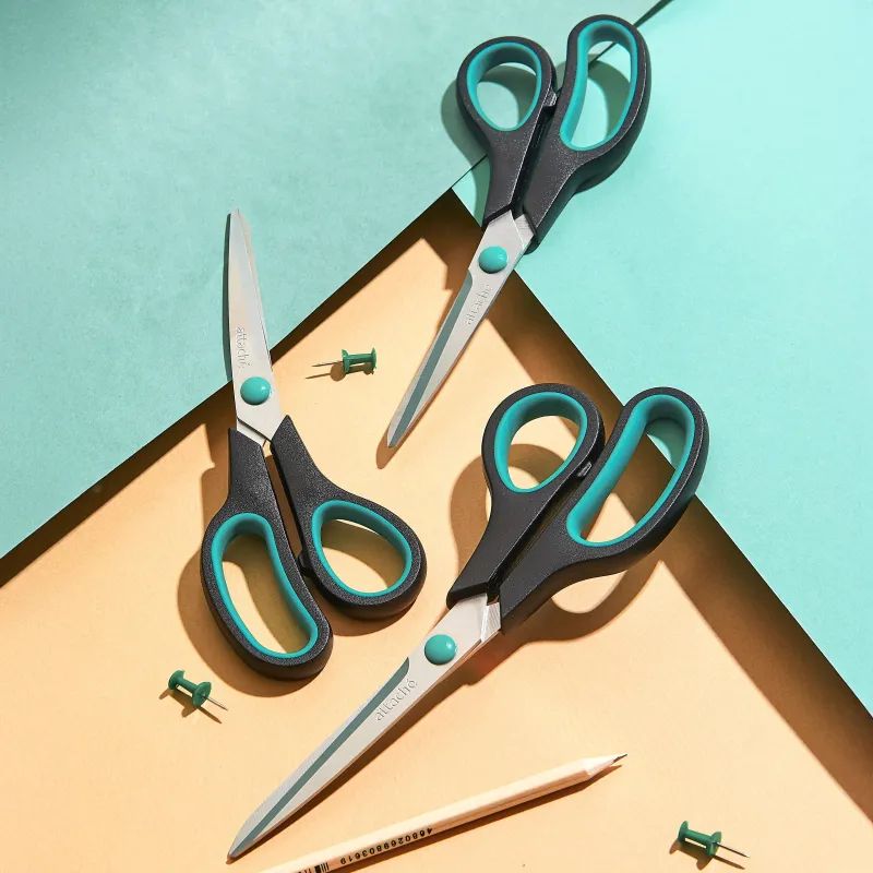 Ножницы Attache 215 мм с пласт. прорезин. руч.Attache цвет зелен/черн