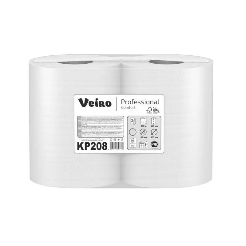 Полотенца бумажные д/держ.Veiro C1/C2 Comfort с ЦВ 2сл.100м 6рул/уп. KP208