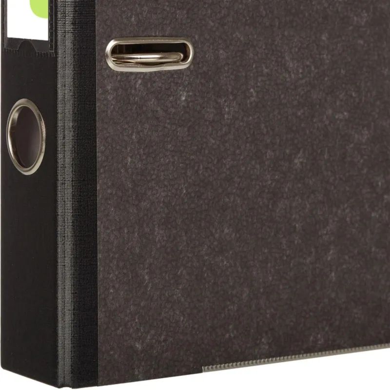 Папка-регистратор Комус мрамор.карт 50мм черн.кореш,бум/бум,карм.кор.мет.уг