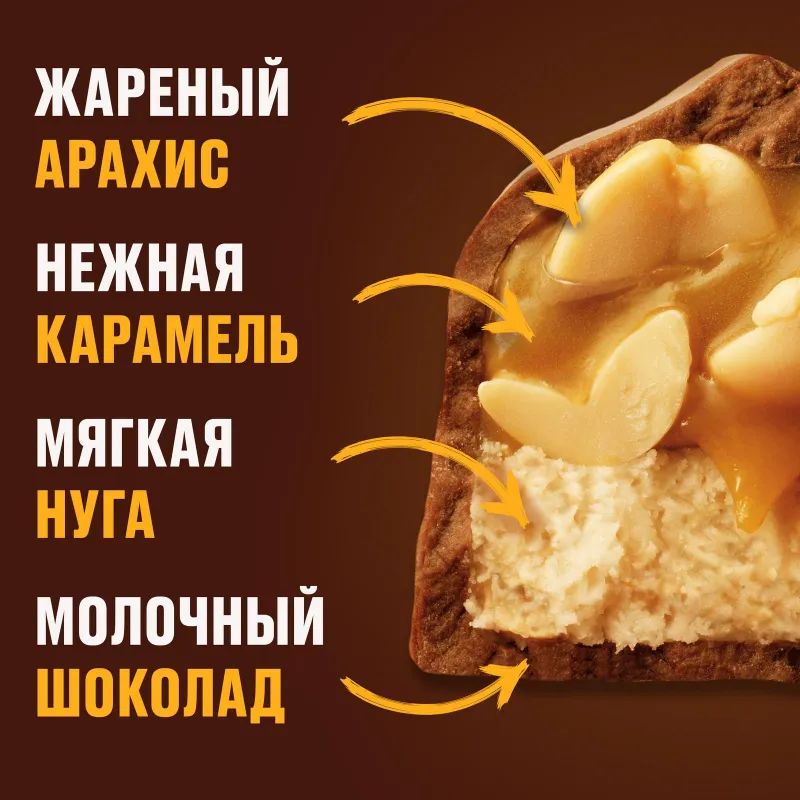 Шоколадный батончик Snickers с карамелью, арахисом и нугой, 50,5г
