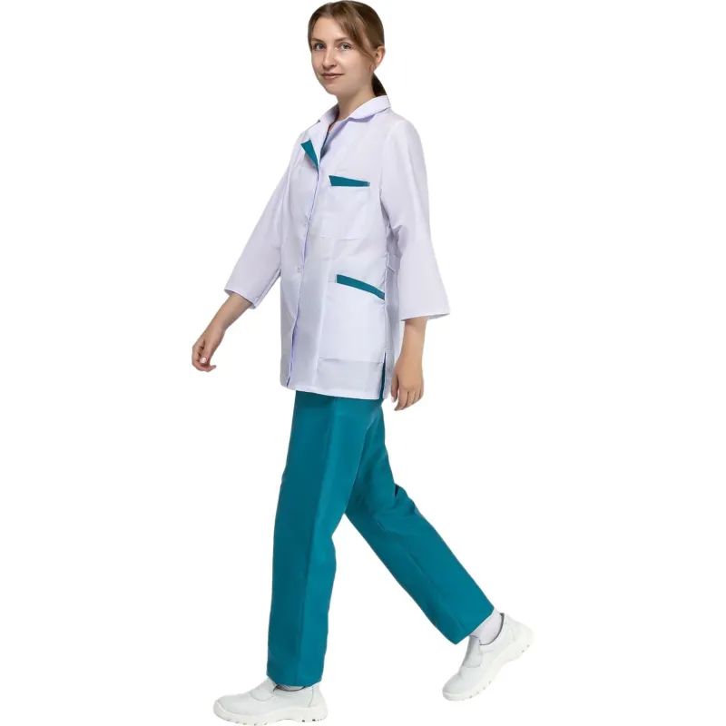 Костюм для медицинского персонала м01-КБР жен. цв.бел/бир (р.40-42) 158-164