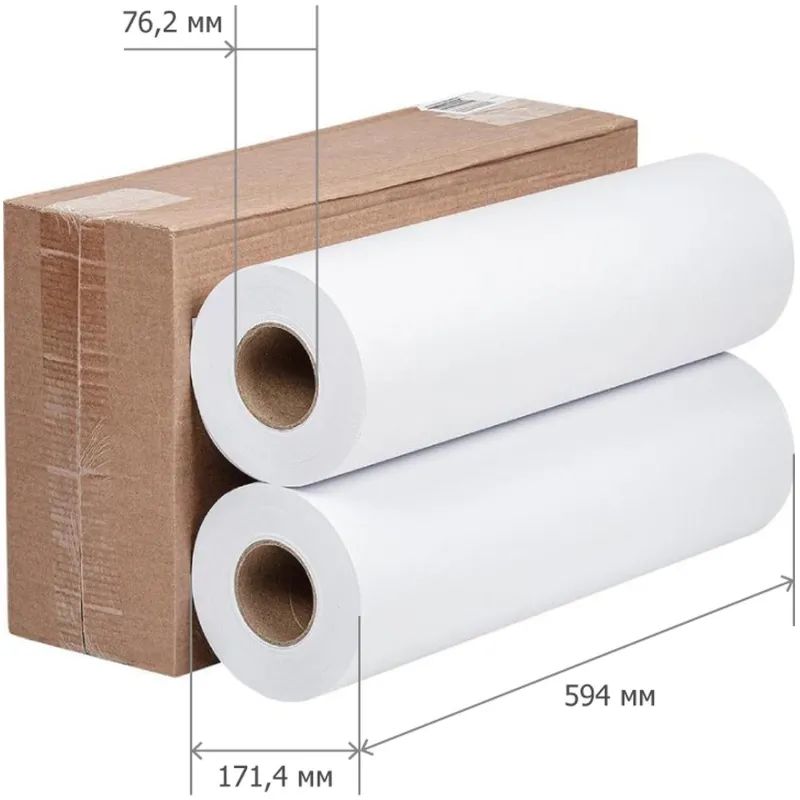 Бумага широкоформатная 80г 594x175 76.2мм [2рулона