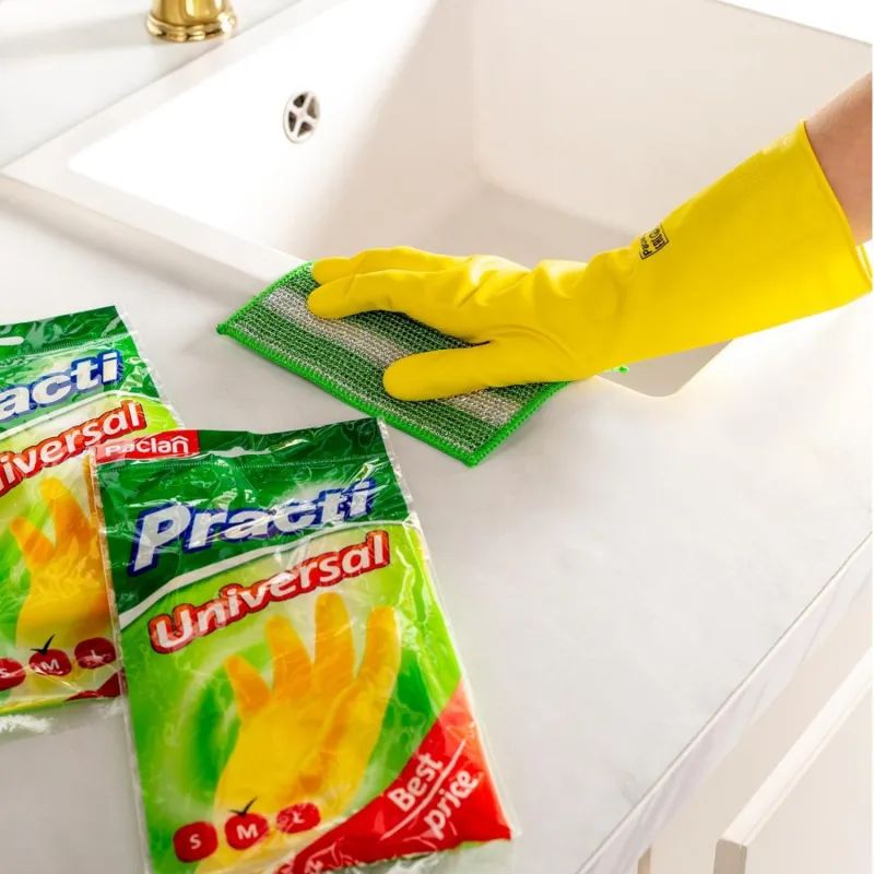 Перчатки резиновые PACLAN Practi латекс желтые р-р M 407897/4078974