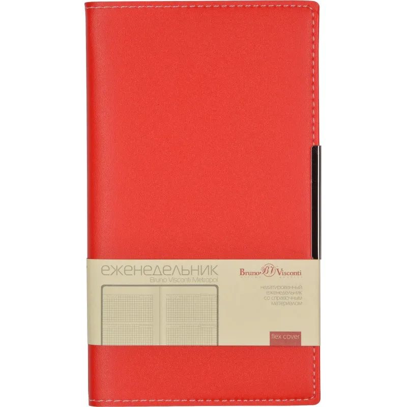 Еженедельник недатированный красный А6  METROPOL, 3-492/02
