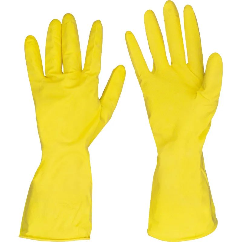 Перчатки резиновые Luscan латекс хлопковое напыление желтые р-р M