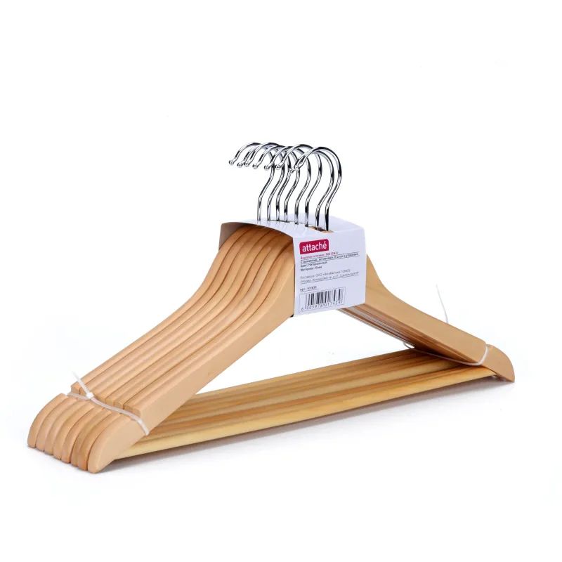 Вешалка-плечики WW_ Attache F6612N-8/LH001 дер,перек,выем,р48-50 нат.УП 8шт