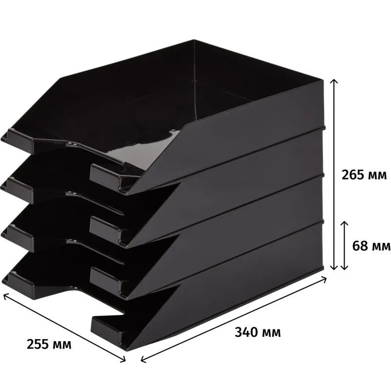 Лоток горизонтальный ATTAСHE, черный 4шт/уп ЛТ851АЕ