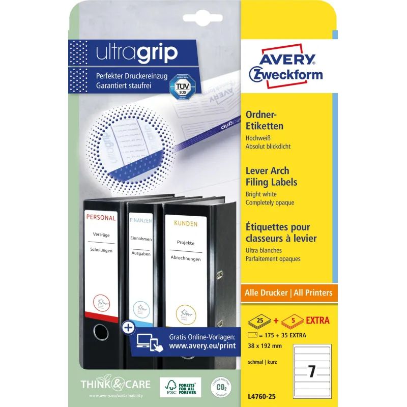 Этикетки самоклеящиеся L4760-25Для папок-рег,бел,38х192мм,J+L+K+CL,175шт/у