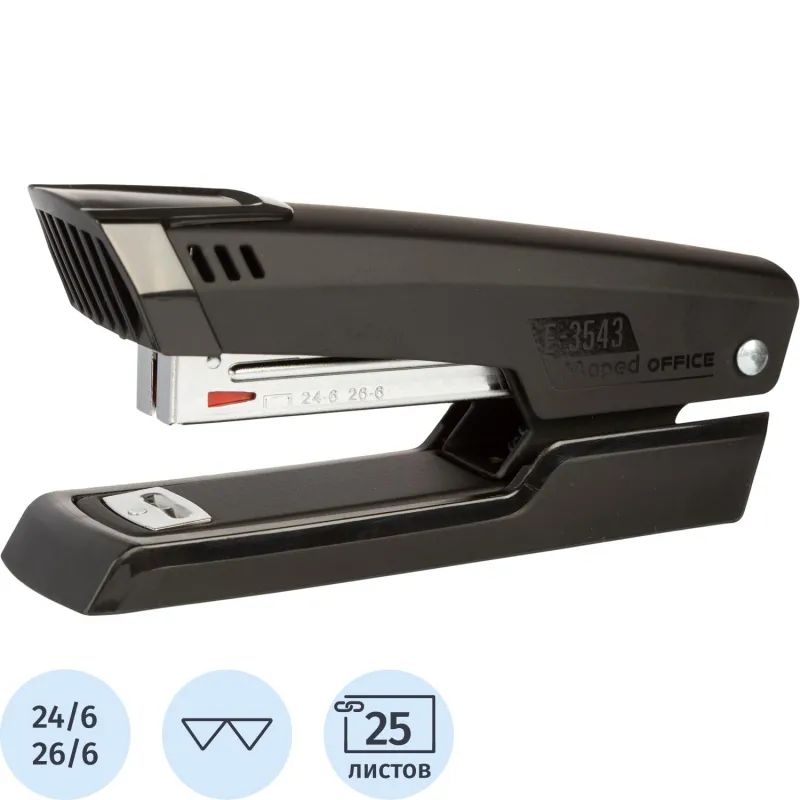 Степлер Maped ESSENTIALS METAL до25л,N24/6,26/6,метал,гл.зак61мм,чер,354311