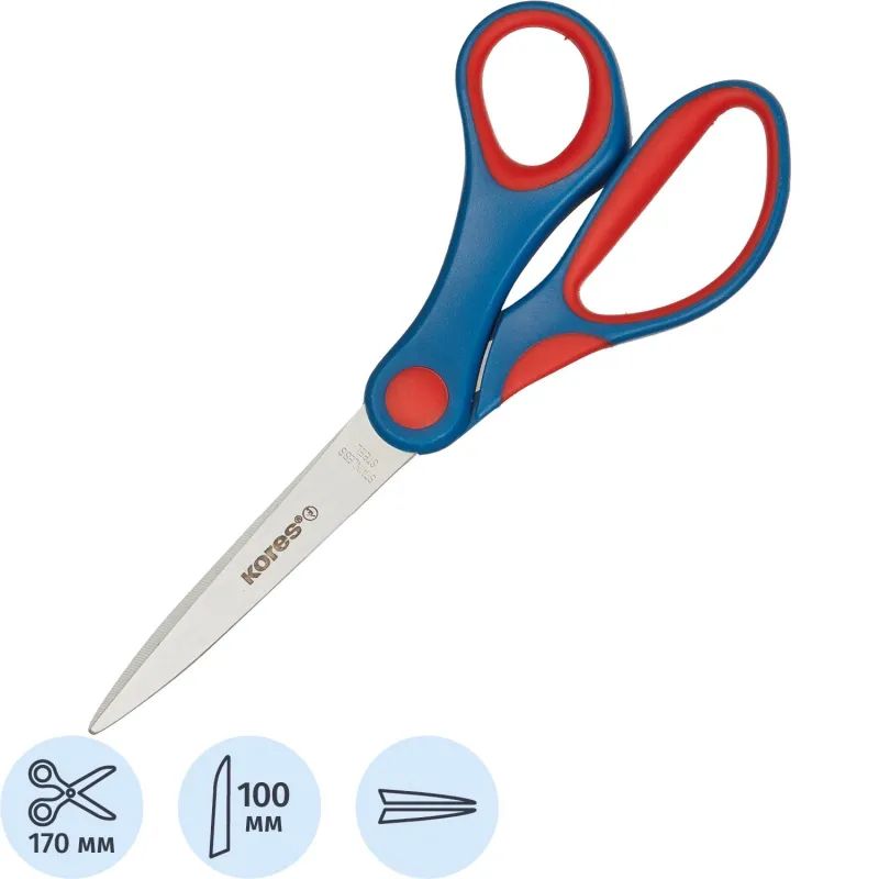Ножницы Kores Softgrip 170 мм с пласт.прорезин.анатом.руч.цв.вассорт