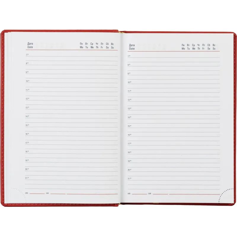 Ежедневник недатированный красный,А5,143х210мм,176л,ATTACHE Сиам
