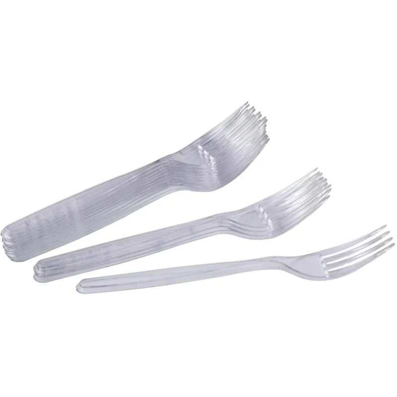 Вилка одноразовая 180мм прозрачная, Комус, ПС, 50шт/уп