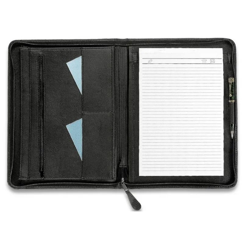 Папка деловая из кож/зам ЛИДЕР 123и  VIP-серия , на молнии, черн.,  Россия