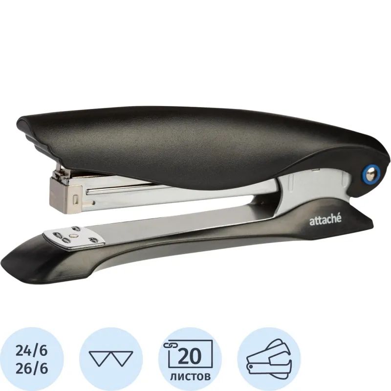 Степлер Attache №24/6 до 20л. увелич. глубина закладки черн антистеп